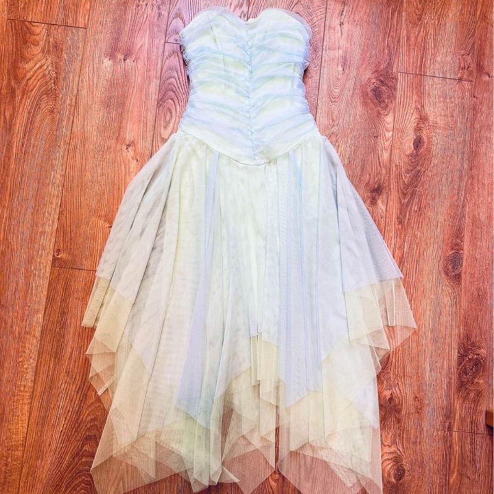 KIKI USA Tulle Strapless Evening Prom Dress X-SMall/Small Green Stretch Corset